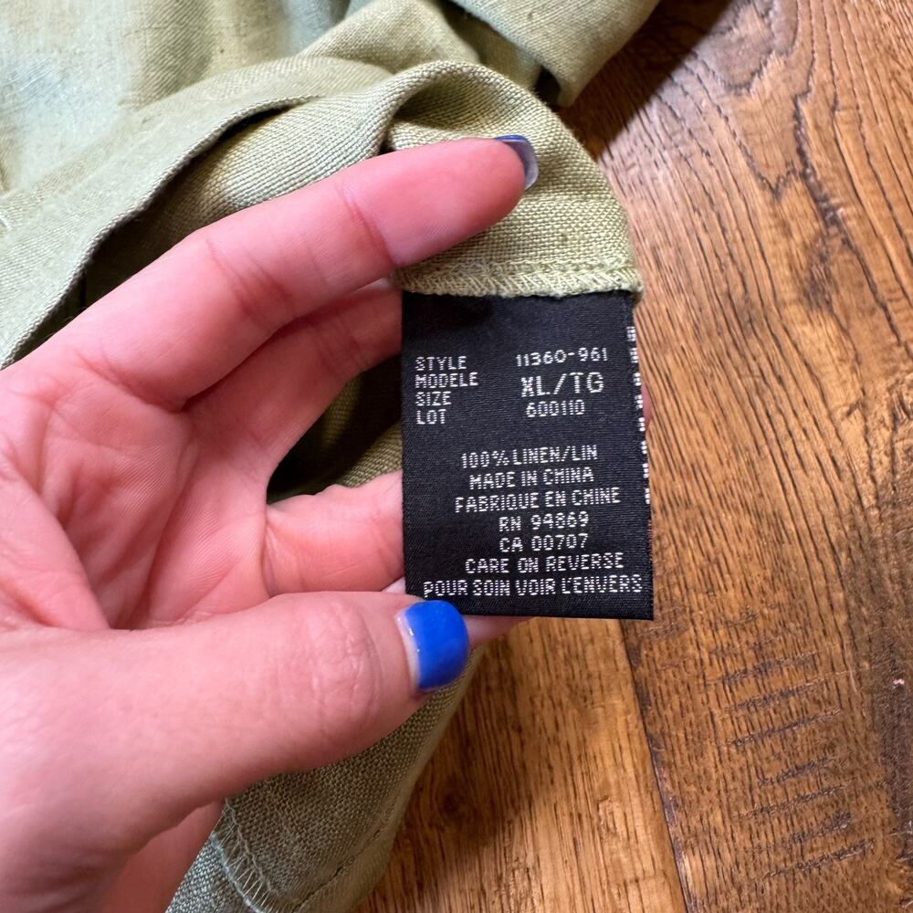Tribal Women’s 100% Linen Sage Green Button Up Jacket XL and Striped Capri Sz 16 - Picture 12 of 14